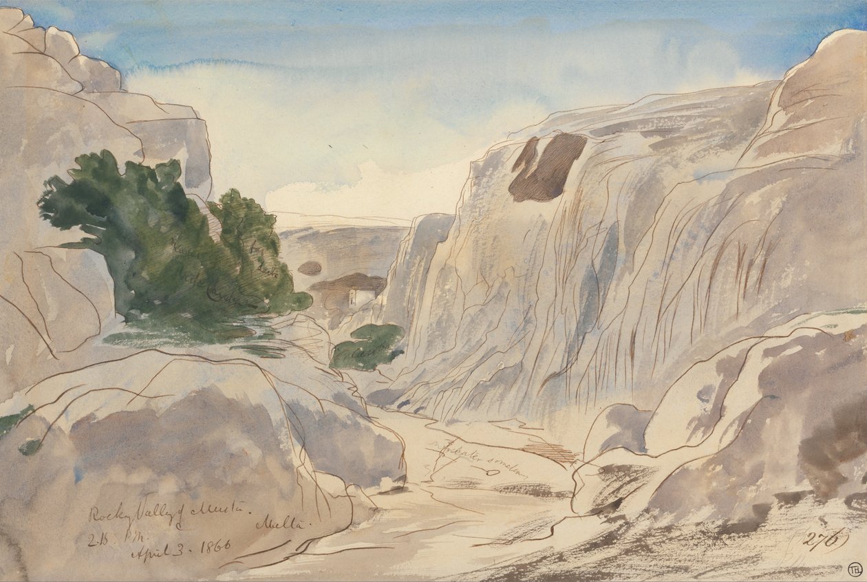Valle rocciosa di Mosta, Malta, ore 14:15 (3 aprile 1866) da Edward Lear