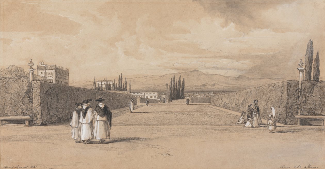 I giardini di Villa Albani da Edward Lear