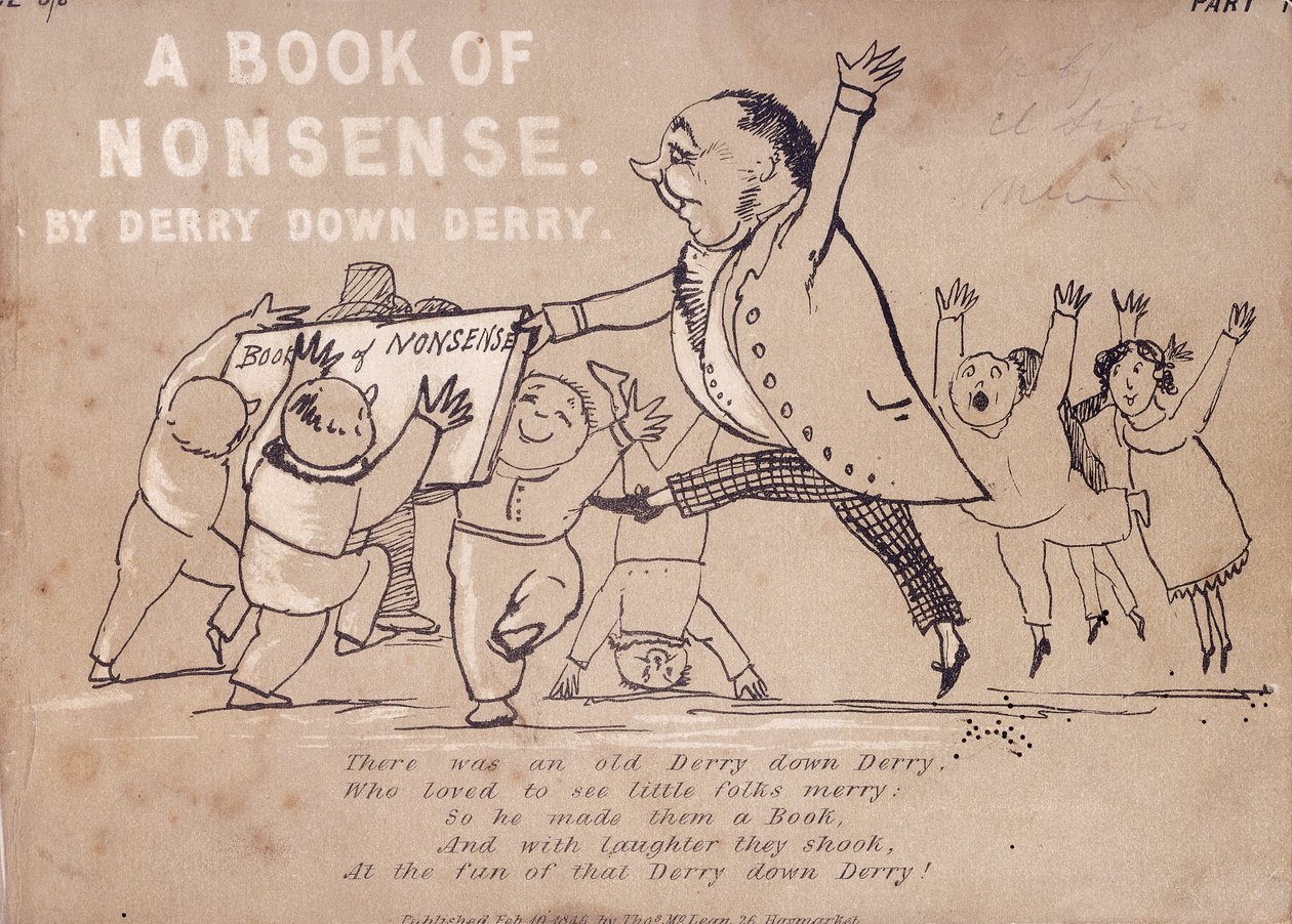 Pagina del titolo di "A Book of Nonsense by Derry Down Derry", 1846 da Edward Lear