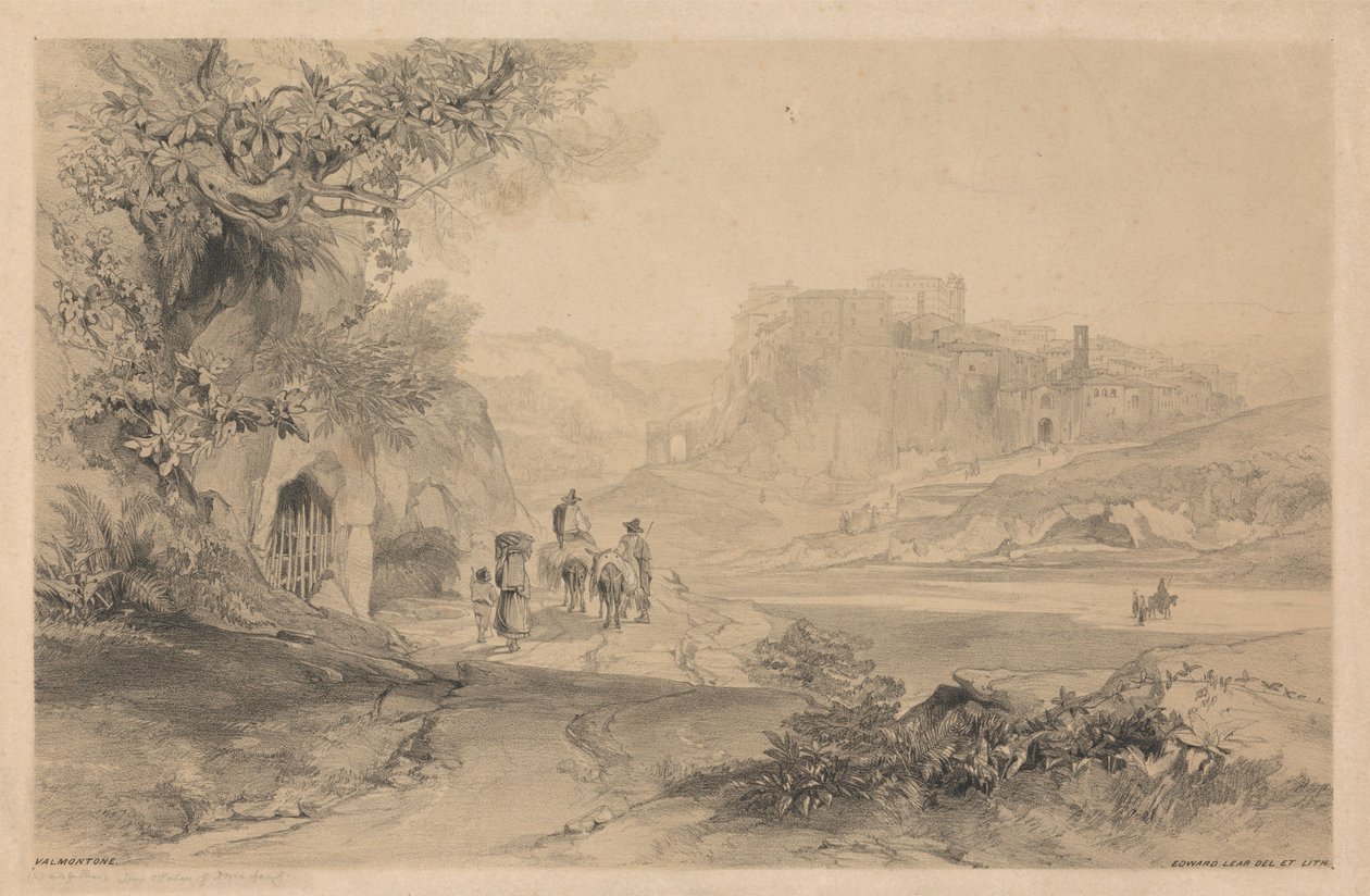 Valmontone, tratto da “Vedute di Roma e dintorni”, 1841 da Edward Lear