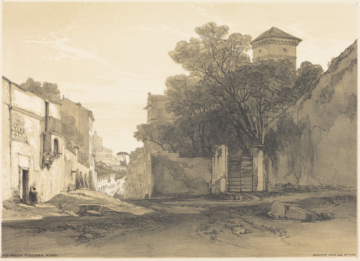 Via Porta Pinciana, Rome da Edward Lear