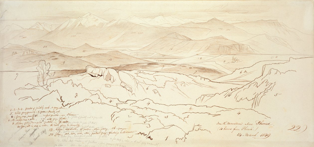 Vista dalle montagne sopra Phonia da Edward Lear