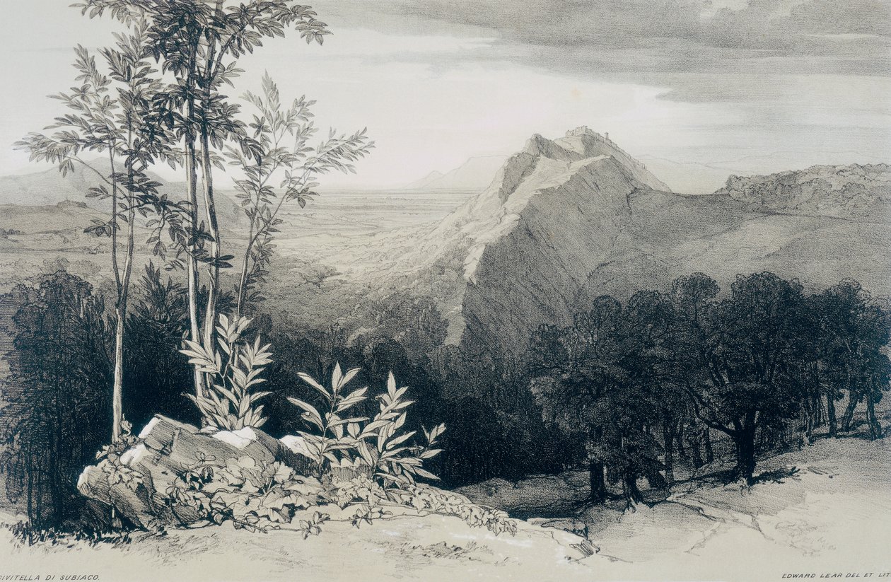 Vedute di Roma e dei suoi Dintorni: Civitella di Subiaco da Edward Lear