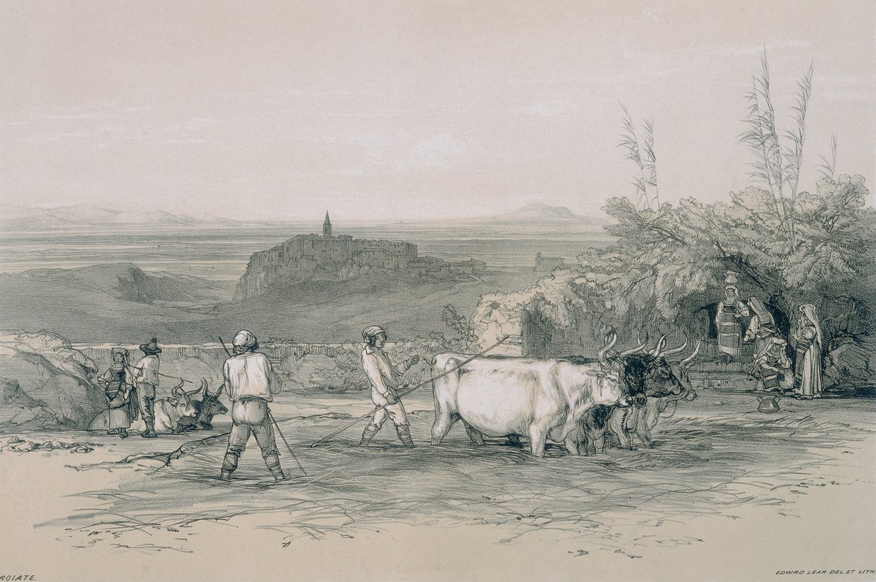 Vedute di Roma e dintorni: Roiate, una città vicino a Subiaco da Edward Lear