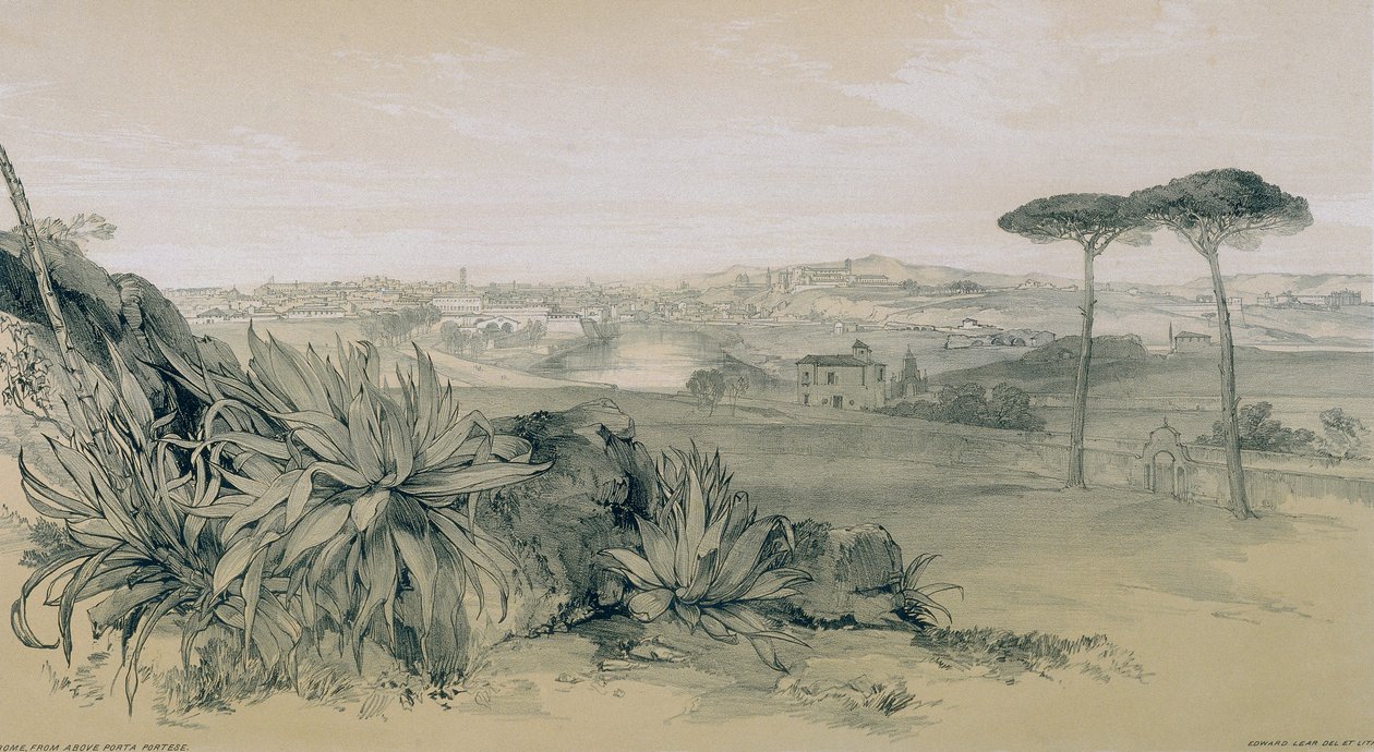 Vedute di Roma e dintorni: Roma da una villa sopra Porta Portese da Edward Lear
