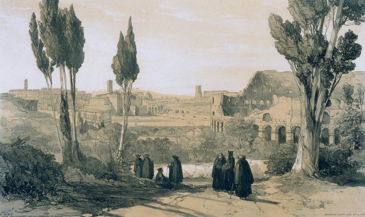 Vedute di Roma e dintorni: Roma dal Convento dei Ss. Giovanni e Paolo da Edward Lear