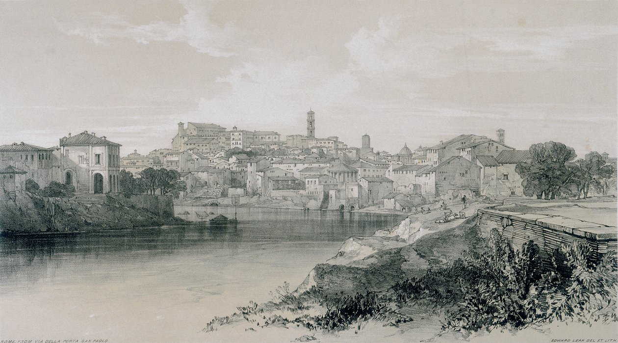 Vedute di Roma e dintorni: Roma da via Porta San Paolo da Edward Lear