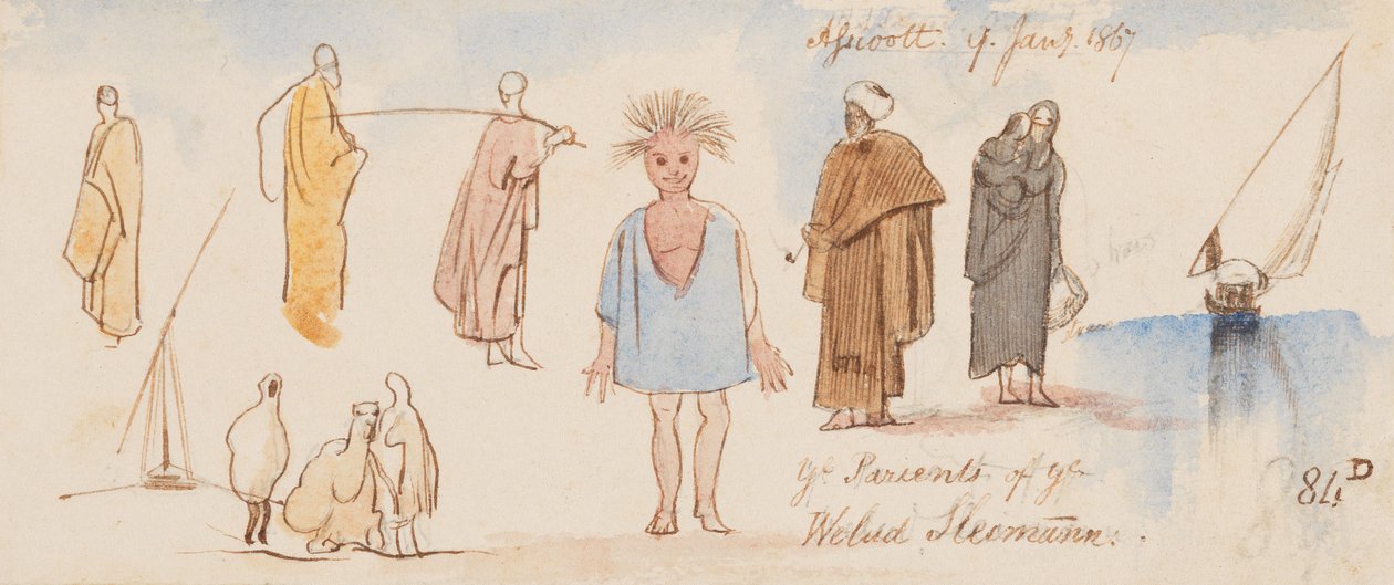 I genitori di Welud Sleimann; Assiut [Asyut]; 9 gennaio 1867 (84D) da Edward Lear