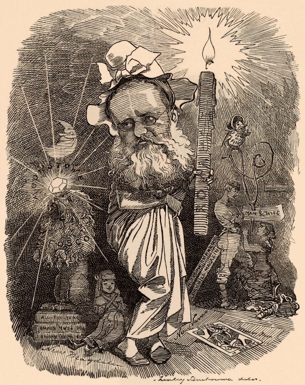 Caricatura di Wilkie Collins (1824-1889) romanziere da Edward Linley Sambourne