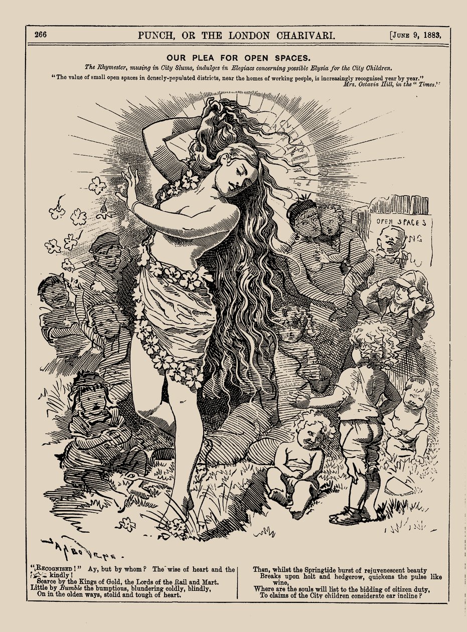 Il nostro appello per spazi aperti. Punch, giugno 1883, 1883 da Edward Linley Sambourne