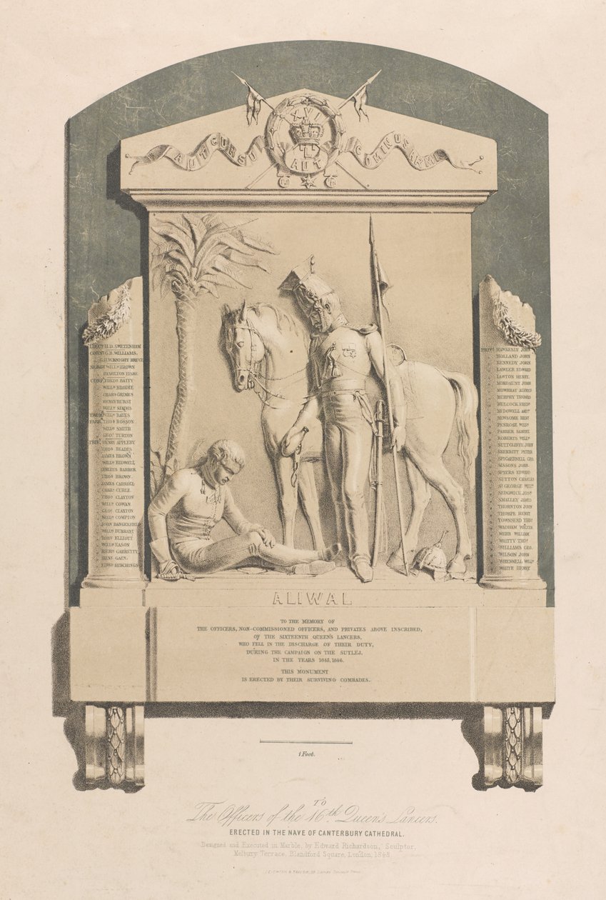 Memoriale di Aliwal, Cattedrale di Canterbury, circa 1848 da Edward M. Richardson