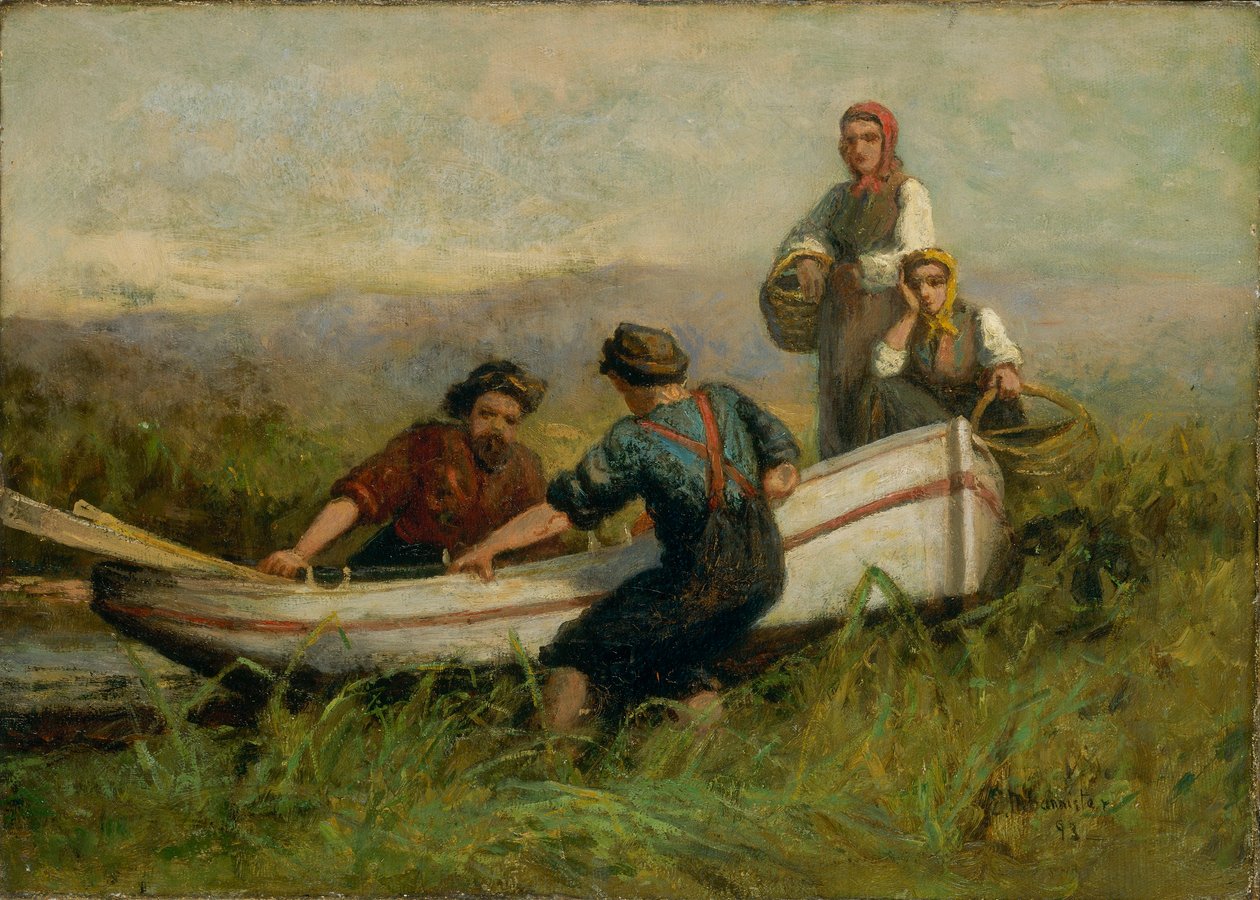 Persone vicino alla barca da Edward Mitchell Bannister