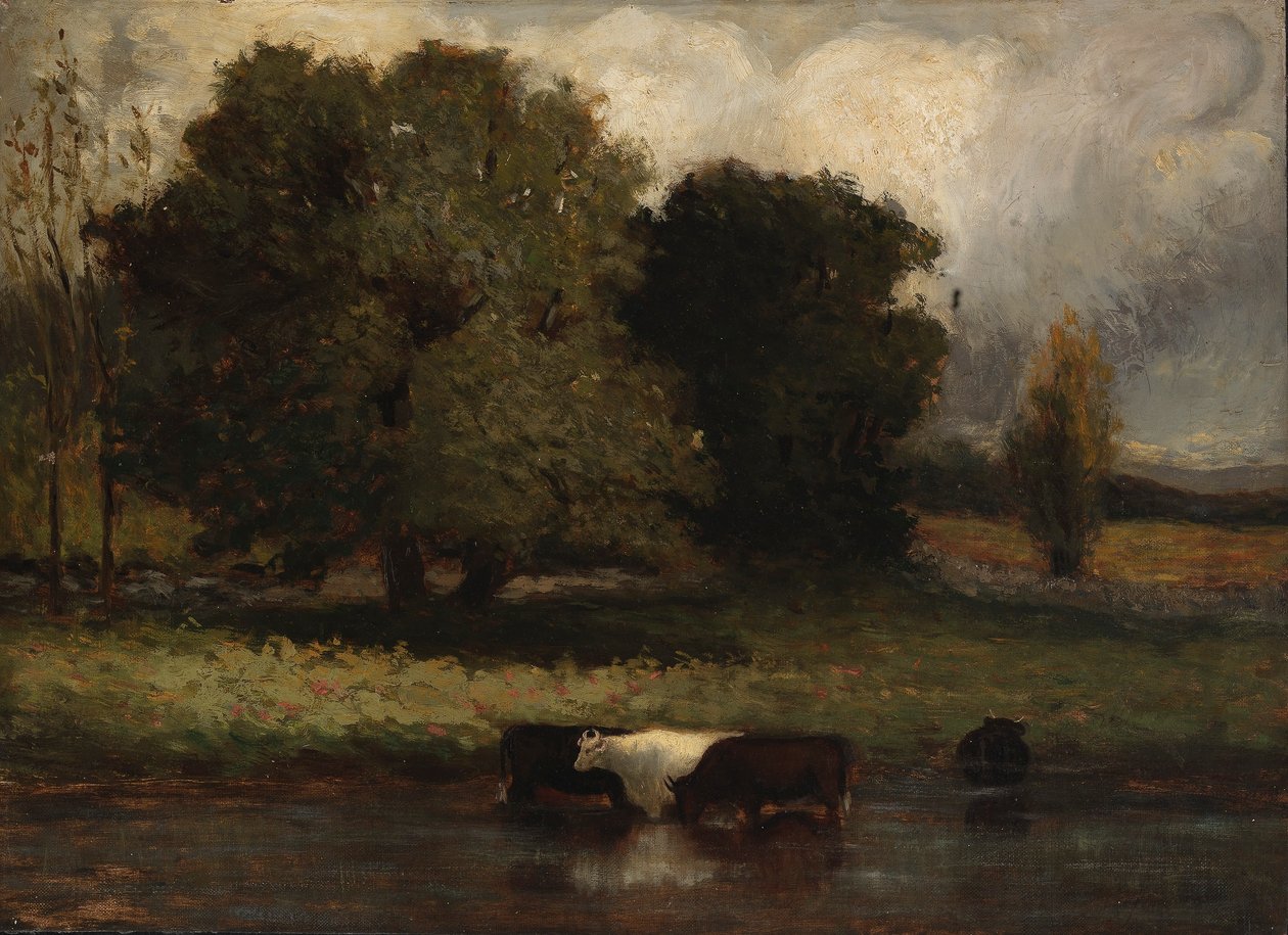 Senza titolo (Quattro mucche che sguazzano nello stagno) da Edward Mitchell Bannister