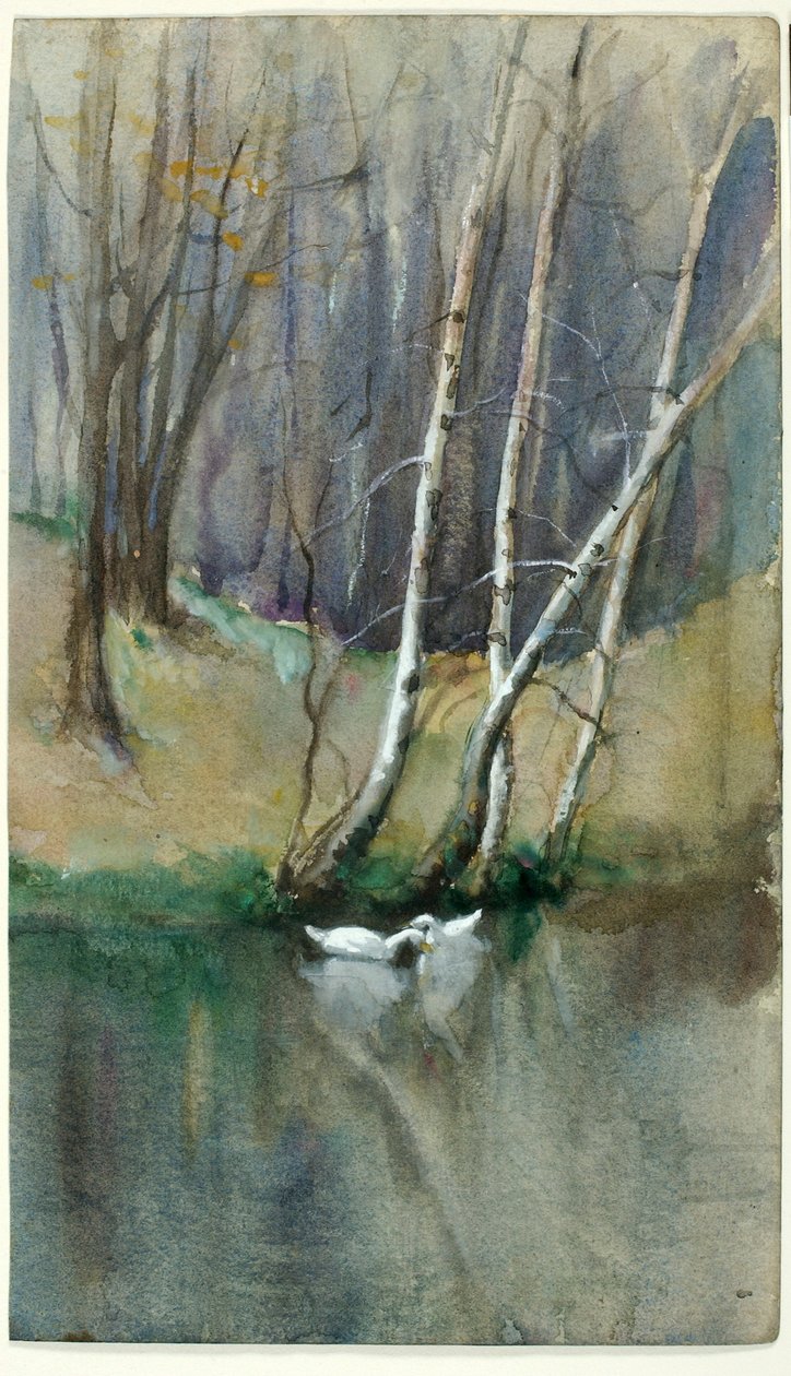 Senza titolo (Scena di bosco con betulle e anatre) da Edward Mitchell Bannister