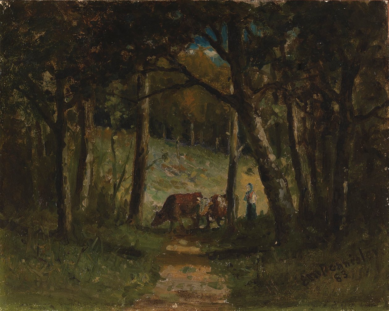 Senza titolo (mucche sul sentiero nella foresta) da Edward Mitchell Bannister