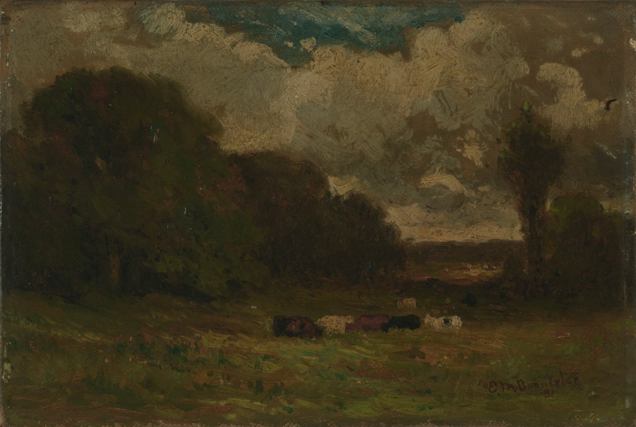 Senza titolo (paesaggio con mucche e alberi) da Edward Mitchell Bannister