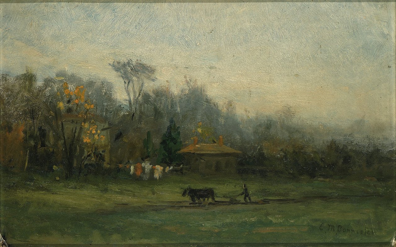 Senza titolo (paesaggio con uomo che ara i campi) da Edward Mitchell Bannister