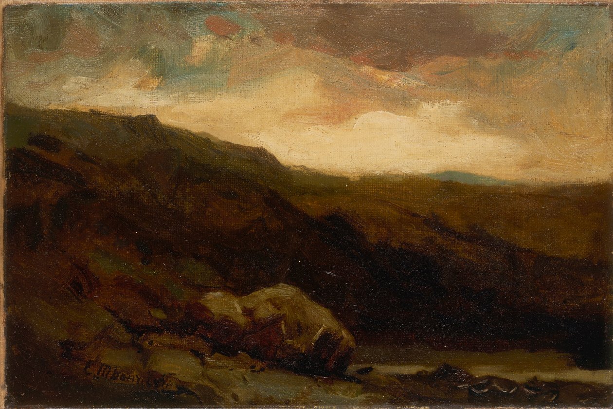 Senza titolo (paesaggio montano con roccia e ruscello in primo piano) da Edward Mitchell Bannister