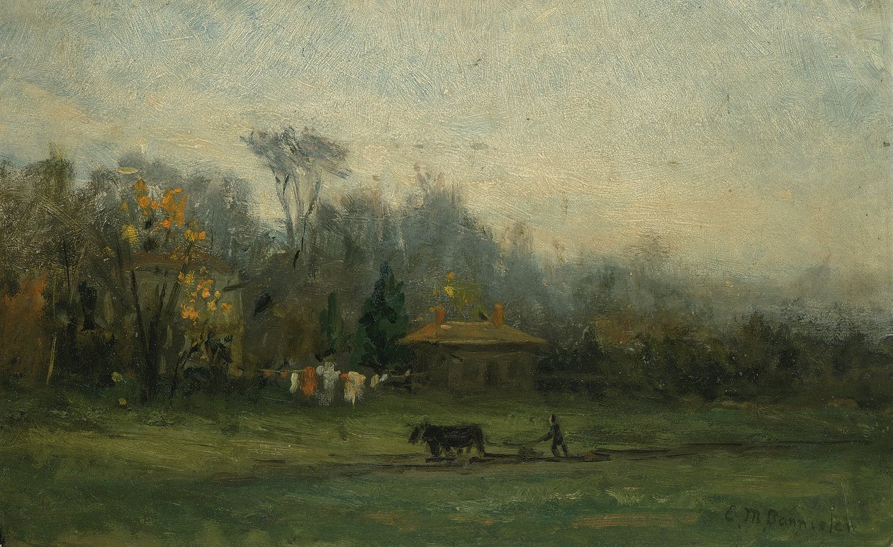 Paesaggio senza titolo con uomo che ara i campi, n.d. da Edward Mitchell Bannister