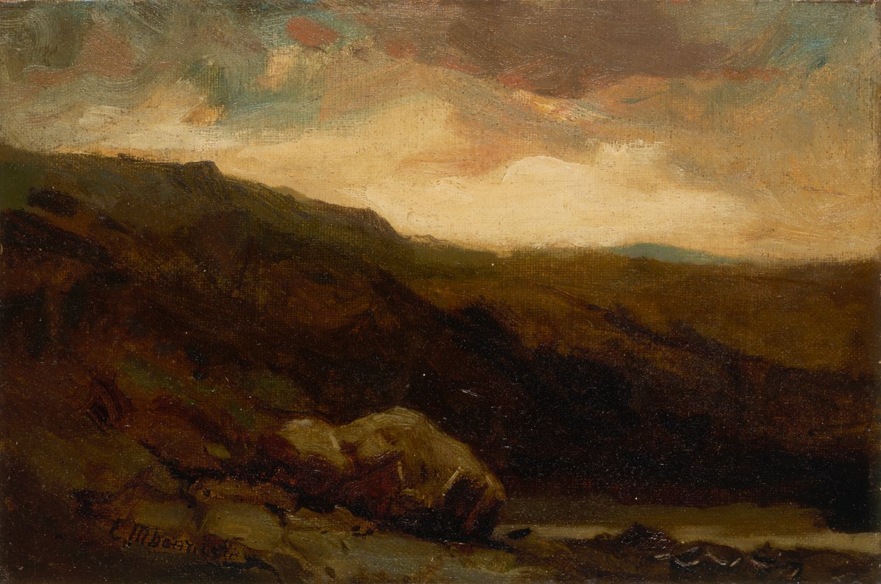 Paesaggio montuoso senza titolo con roccia e ruscello in primo piano da Edward Mitchell Bannister