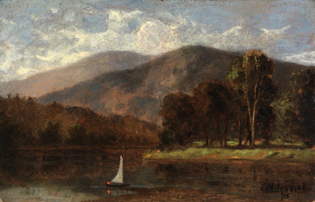Barca a vela senza titolo nel fiume da Edward Mitchell Bannister