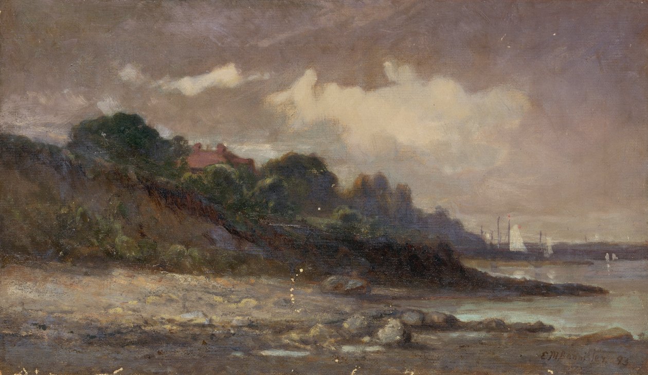 Litorale senza titolo con barche a vela e tetto, 1893 da Edward Mitchell Bannister