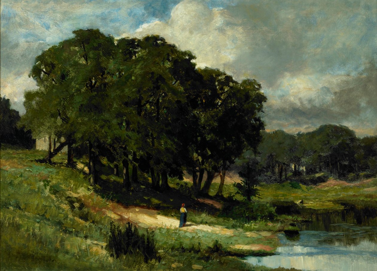 Donna in piedi vicino a uno stagno da Edward Mitchell Bannister