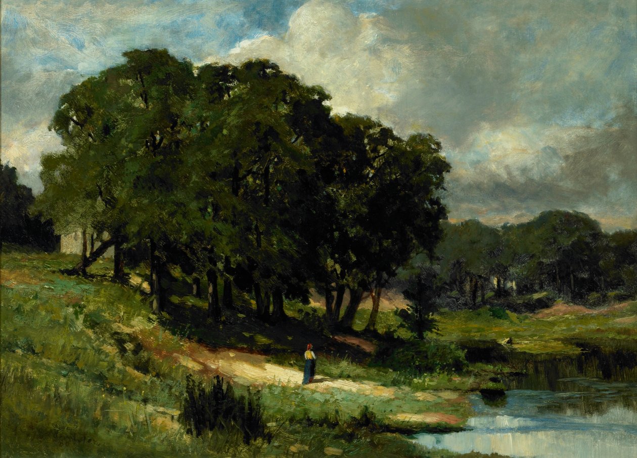 Donna in piedi vicino a uno stagno da Edward Mitchell Bannister