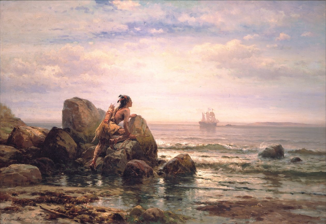 Henrik Hudson entra nel porto di New York, 11 settembre 1609 da Edward Moran