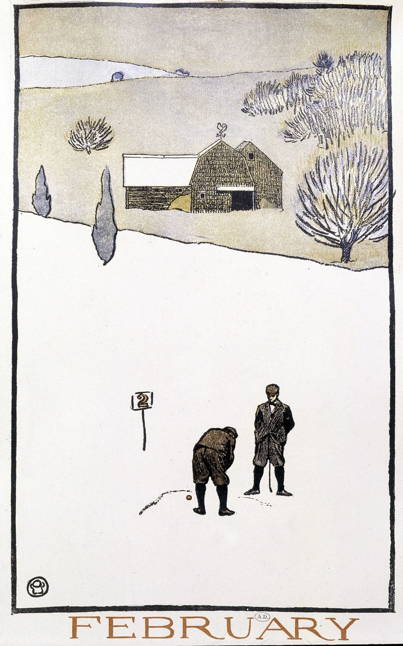 Golf sulla neve - in "Calendario del Golf" di Edward Penfield da Edward Penfield