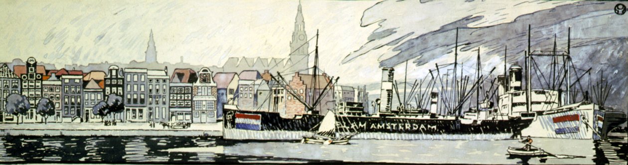 Olanda e le sue navi. Acquerello di Edward Penfield da Edward Penfield