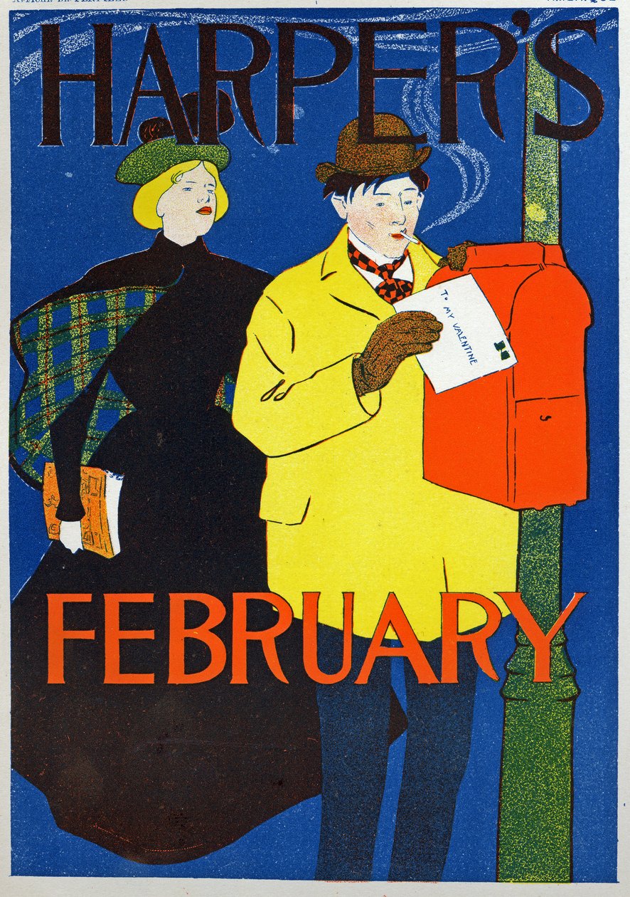 Scienza. Comunicazione. Posta. La lettera di San Valentino, Poster di Penfiel per la rivista Harper