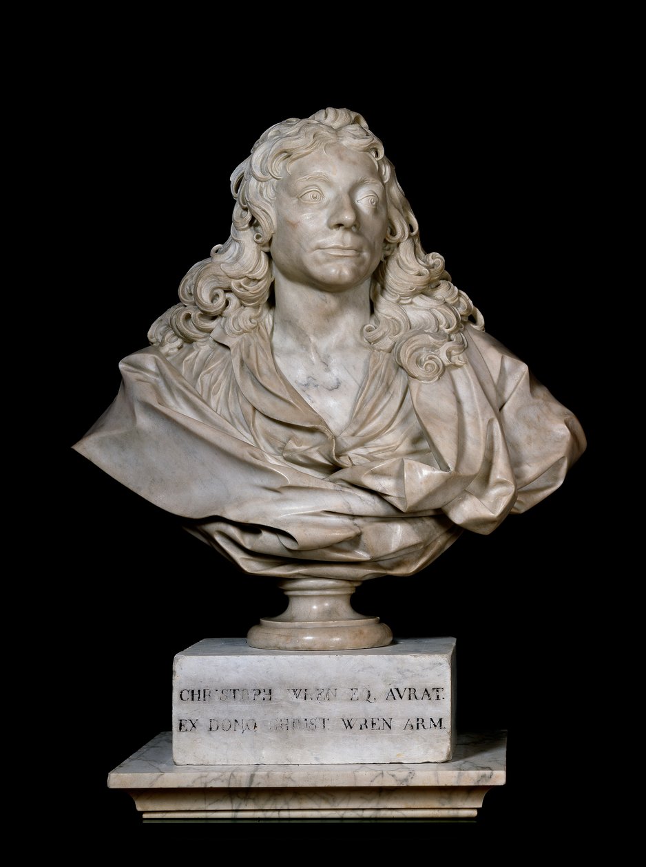Busto ritratto di Sir Christopher Wren, XVII secolo da Edward Pierce
