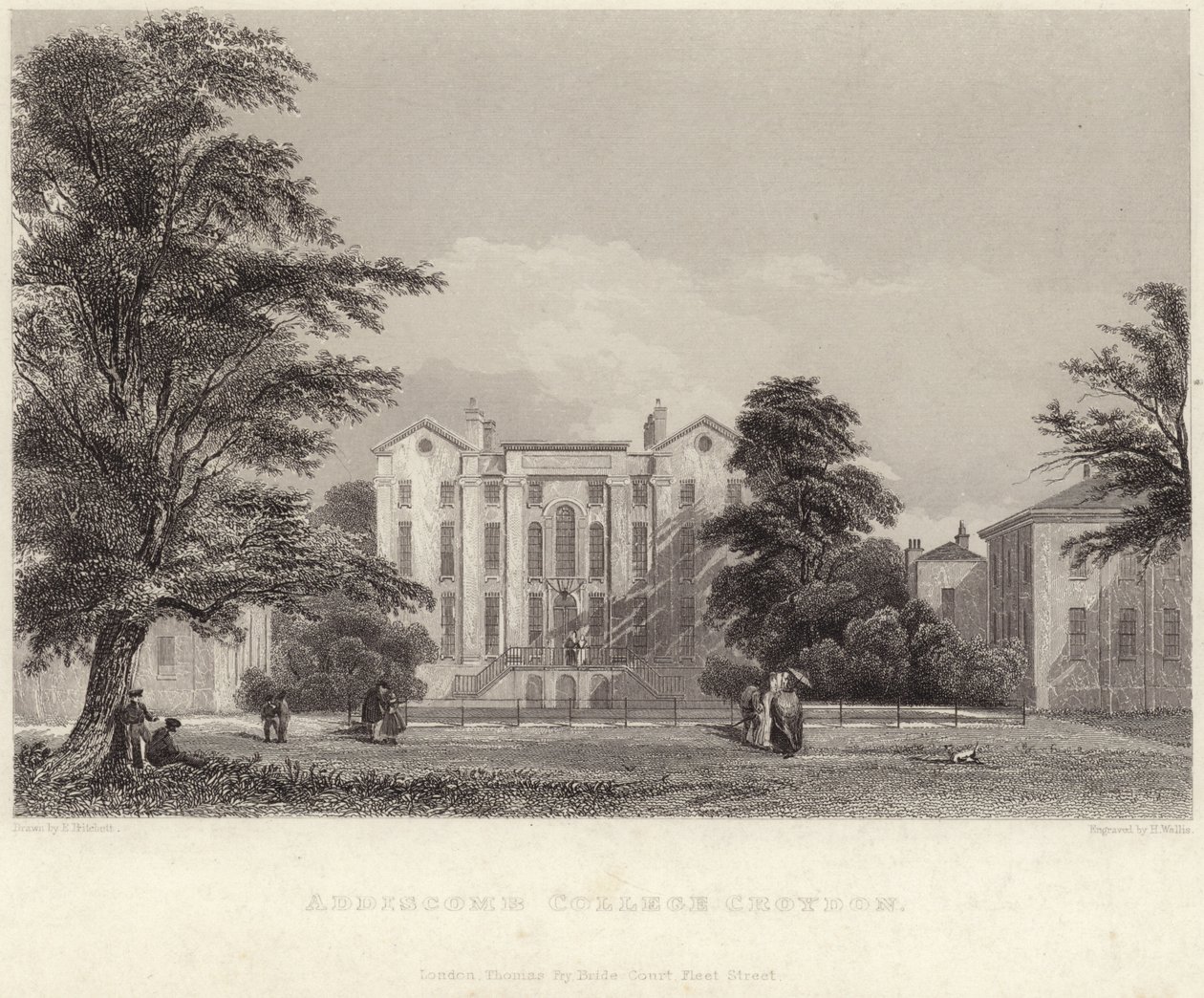 Addiscombe College a Croydon (incisione) da Edward Pritchett