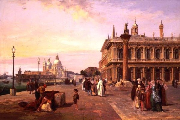 Figure sulla Piazzetta, Venezia con, Salute oltre da Edward Pritchett