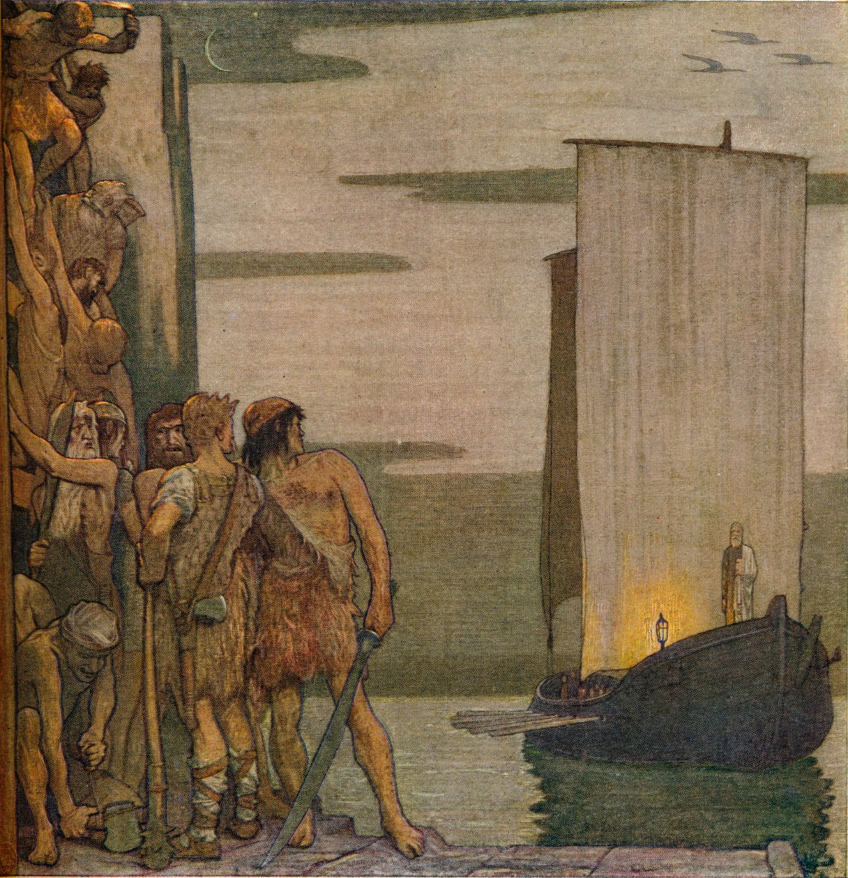 Lo sbarco di San Patrizio in Irlanda, c1912, 1914 da Edward Reginald Frampton