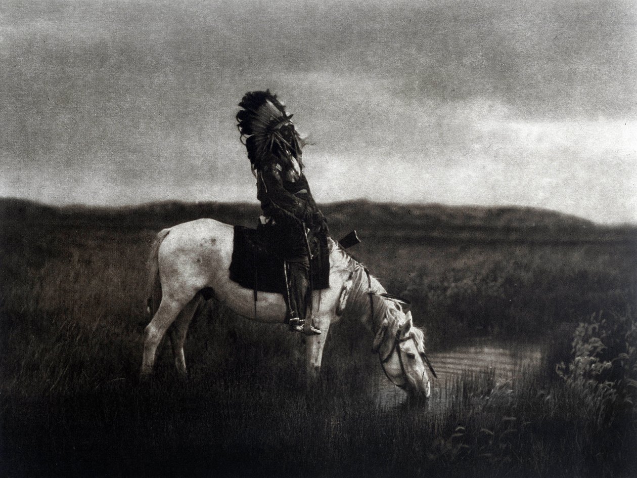 Guerriero indiano a cavallo nella pianura da Edward Sheriff Curtis