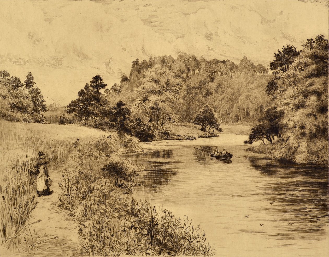 Il Wear: Il Wear vicino a Durham, c.1880 da Edward Slocombe