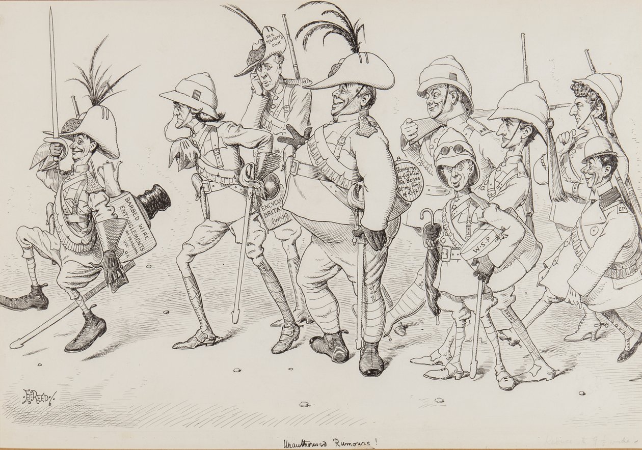 Dan Leons Light Horse, inclusi caricature di Henry Irving, Beerbohm Tree, R.B., W.S. Penley, Forbes Robertson, e E.P., per Punch, novembre 1902 da Edward Tennyson Reed