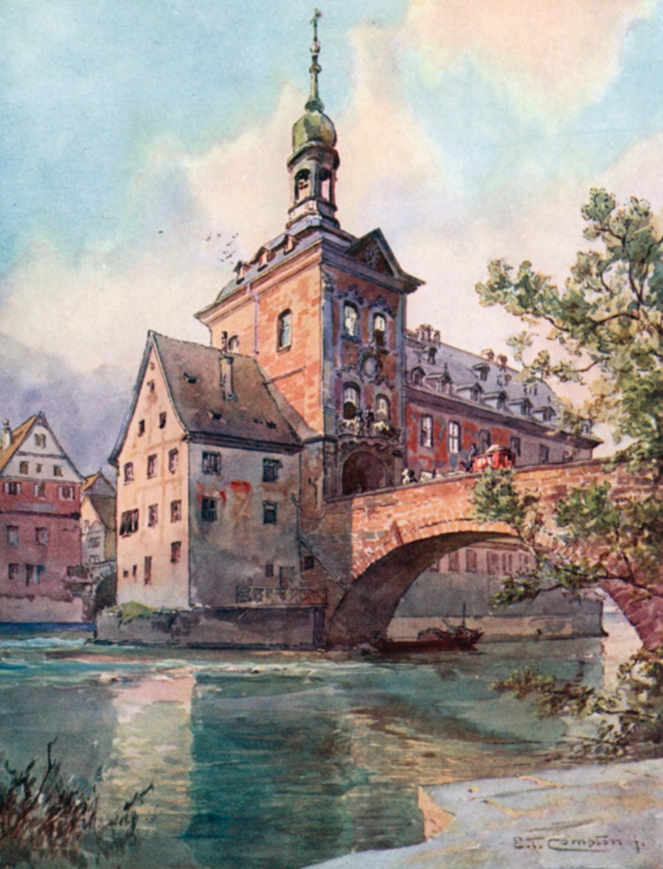 Bamberg - Municipio (litografia a colori) da Edward Theodore Compton