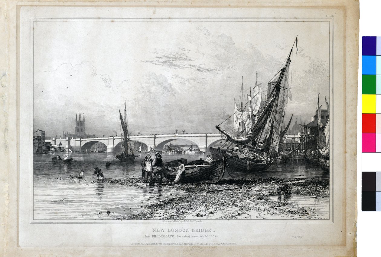 Nuovo Ponte di Londra da Billingsgate (Bassa Marea) da Edward William Cooke