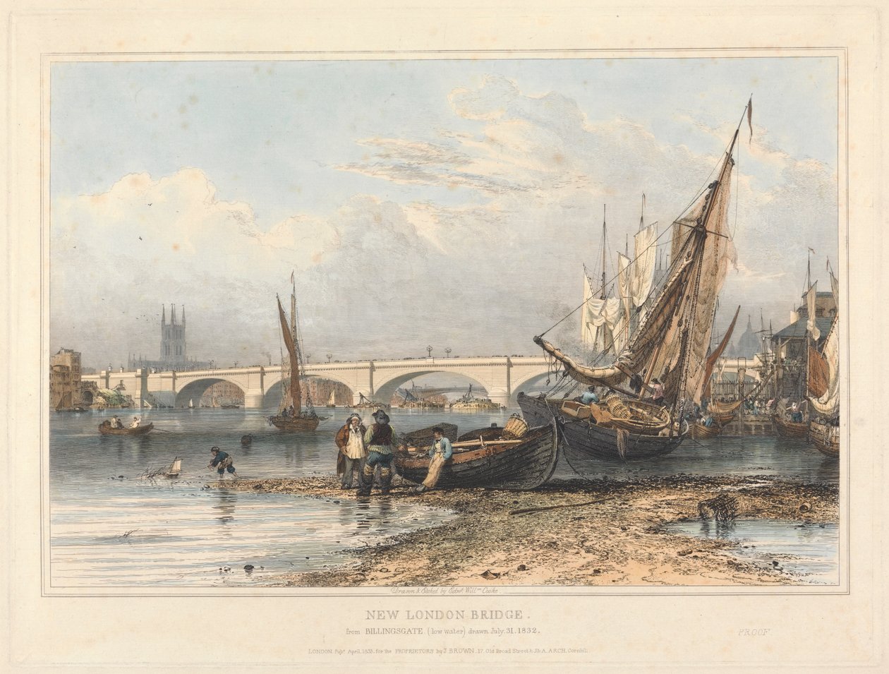 Nuovo ponte di Londra da Billingsgate (bassa marea) da Edward William Cooke
