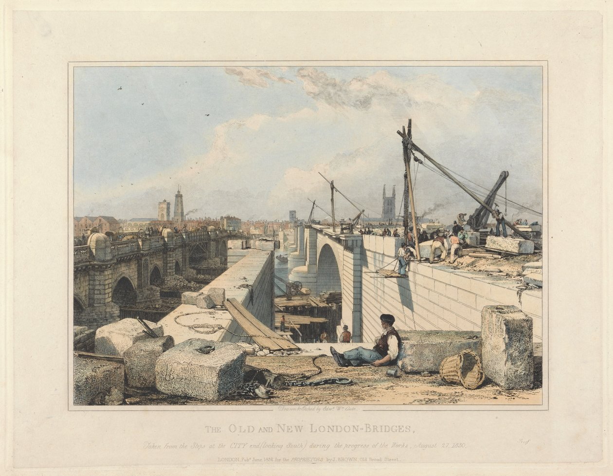 Il vecchio e il nuovo London Bridge da Edward William Cooke
