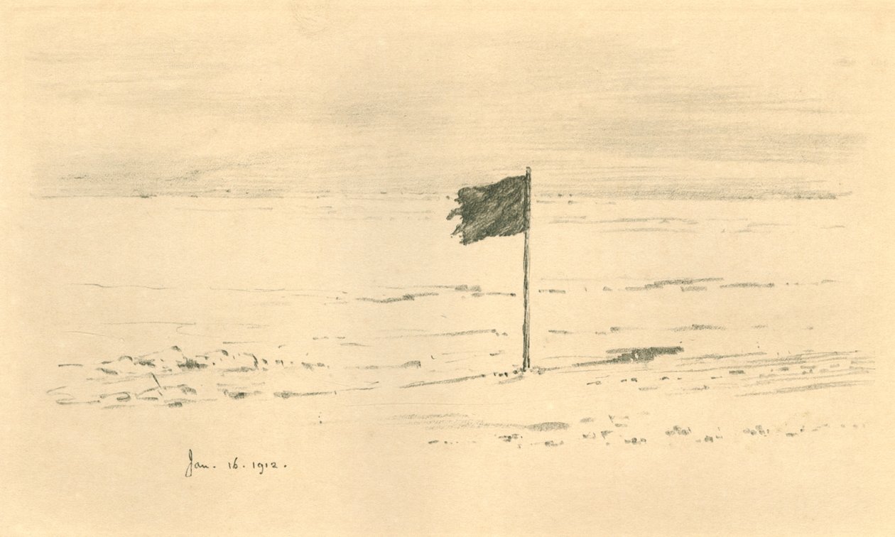 Campo della bandiera nera - La bandiera nera di Amundsen a pochi chilometri dal Polo Sud, 1912-1913 da Charles Edward Wilson