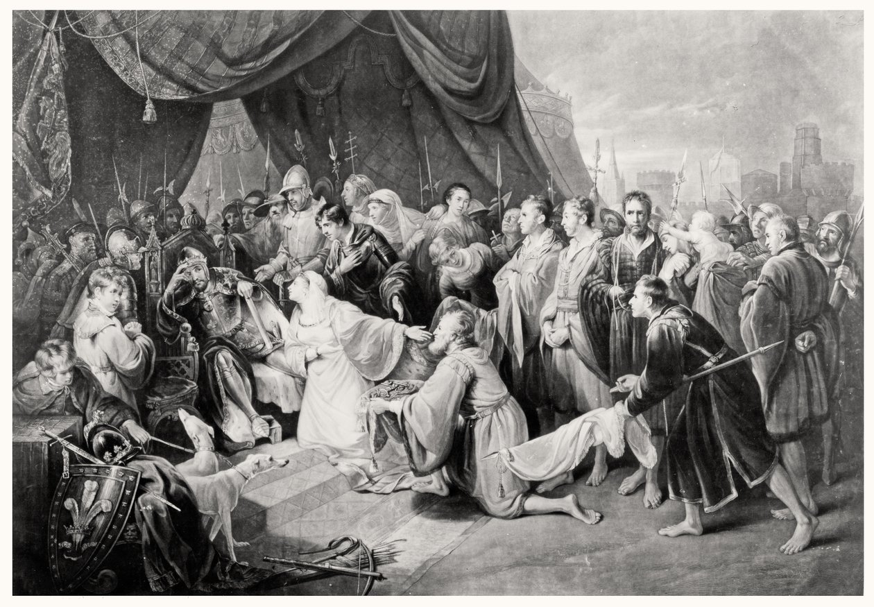La resa di Calais, 4 agosto 1347, inciso da John Young da Edward after Bird