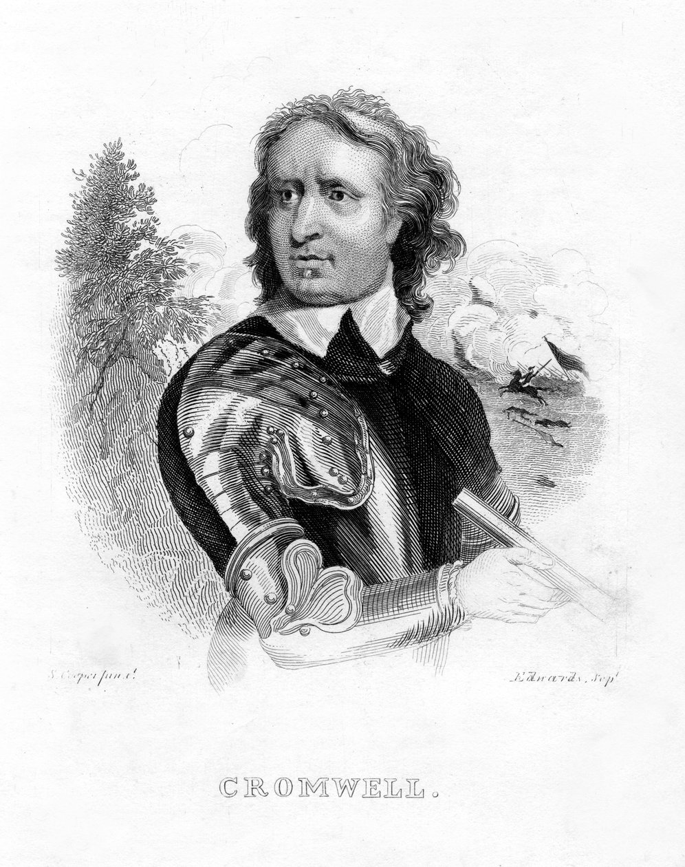 Oliver Cromwell, leader militare e politico inglese, XIX secolo da Edwards