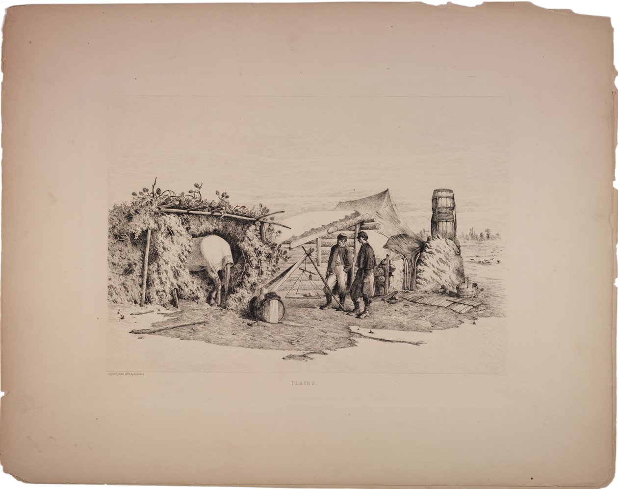 Quartieri del commissario nel campo invernale, 1876 da Edwin Austin Forbes