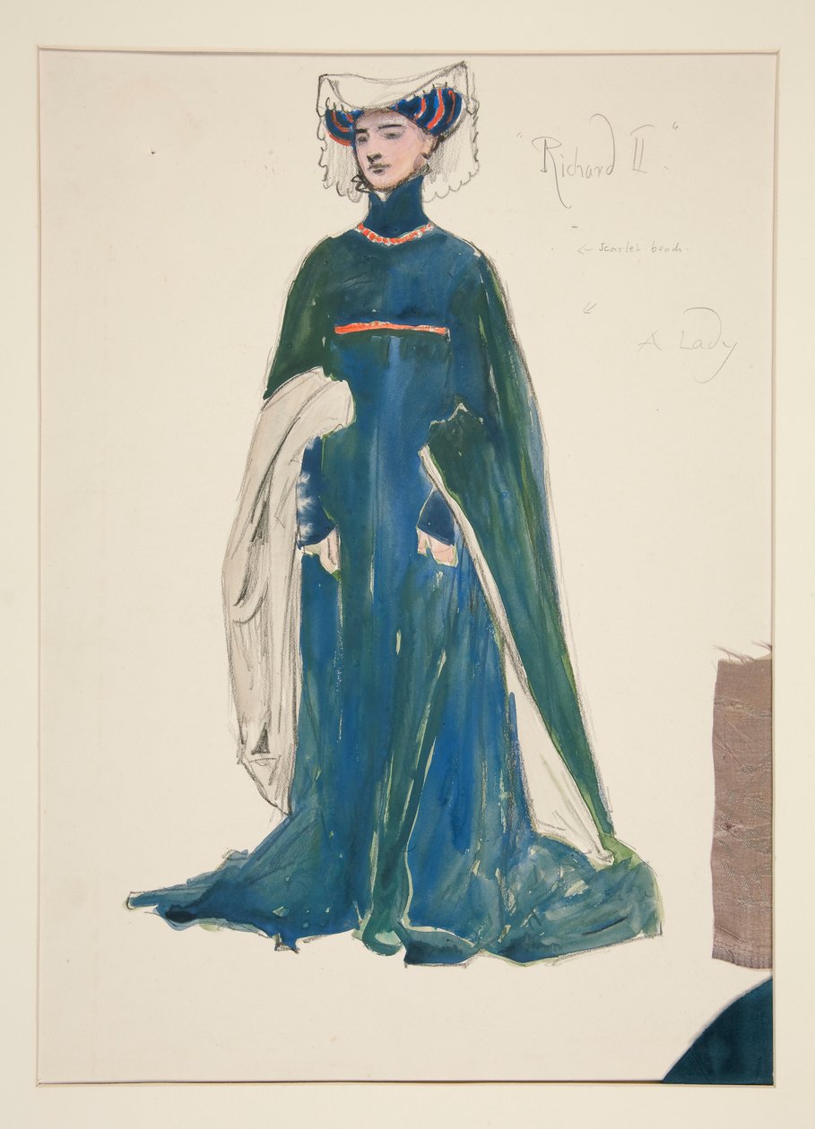 Una signora, bozzetto di costume per Henry Irving da Edwin Austin Abbey