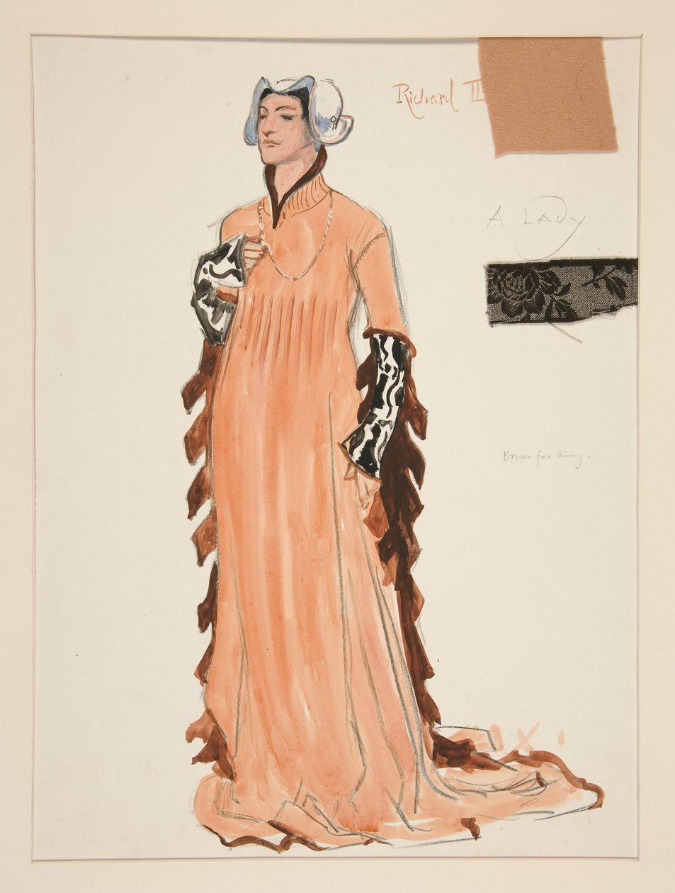 Una signora, bozzetto di costume per Henry Irving da Edwin Austin Abbey