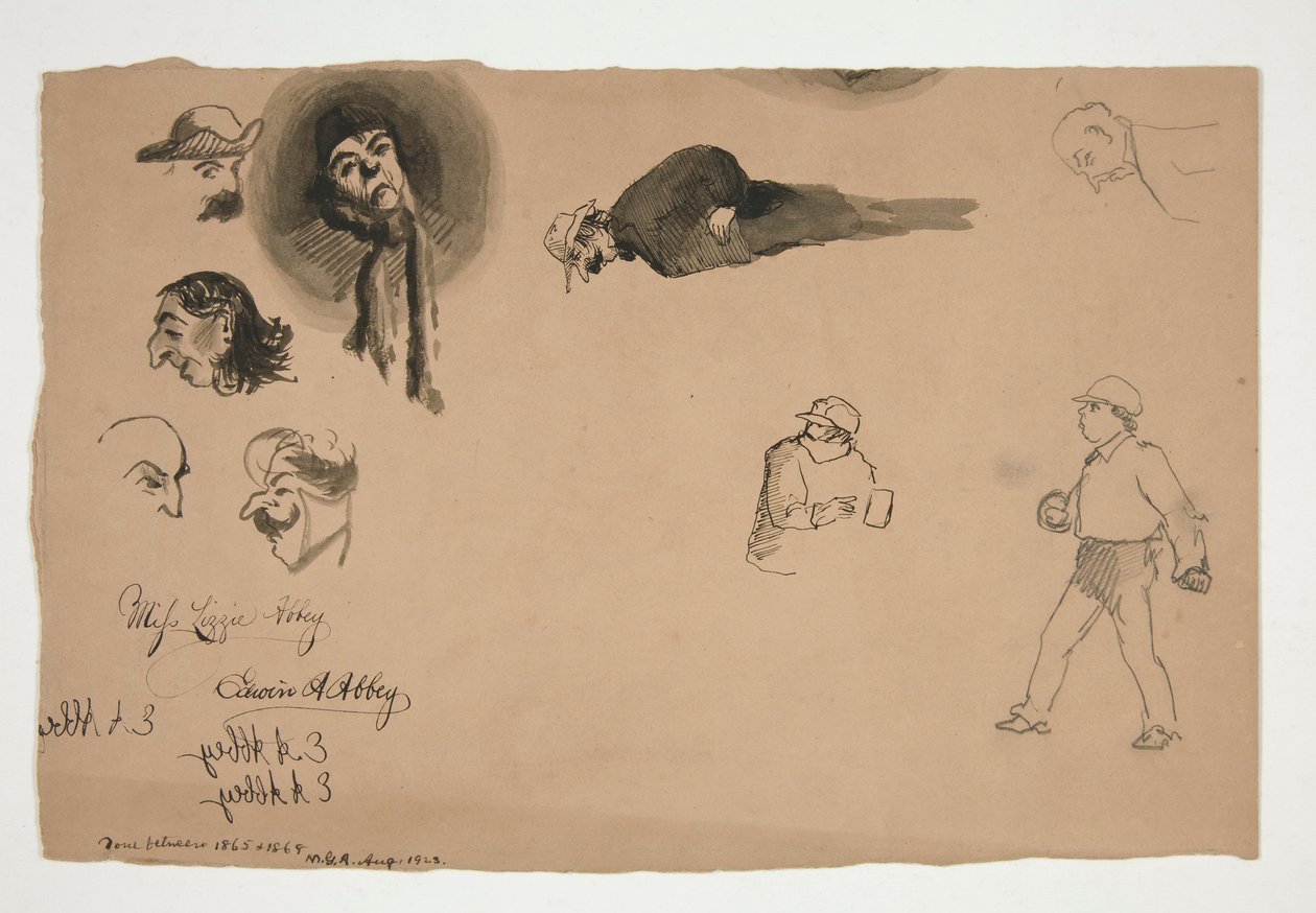 Studi di figure assortite (recto e verso) da Edwin Austin Abbey